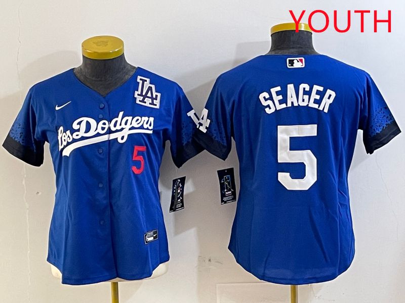 Youth Los Angeles Dodgers #5 Seager Blue City Edition 2025 Nike MLB Jersey style 7->youth mlb jersey->Youth Jersey
